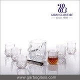 7PCS Set Diamond Design Crystal Glass Ice Bucket Sets With 1 Ice Pail And 6 Tumblers For Cooler Wine