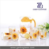 7pcs Printing Design Glasses Lemonade Set With Jug And Tumblers For Drinking Water Juice Daily