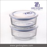 700ml 2 Pcs Transparent Pyrex Glass Storage Bowl Sets With Airtight Lid For Kitchen