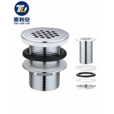 Sanitary Ware Chrome Plated Brass Free Running Strainer Drain With Grid Cover