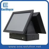 ER-1200B Cheapest All-In-One Touch POS Terminal With Dual 15 4-Wire TFT LCD Touch Screen And 15 Seco