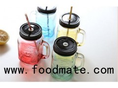 Gradient Color Mason Jar Bottle For Icecream Fruit Installed Cold Drink Infusion Colored Glass Water