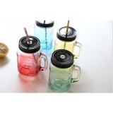 Gradient Color Mason Jar Bottle For Icecream Fruit Installed Cold Drink Infusion Colored Glass Water