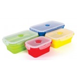 Thin Bins Collapsible Containers Set Of 4 Square Silicone Food Storage Containers BPA Free Microwave