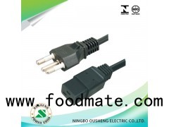 3 Pin Plug To IEC 60320 C19 Brazil Power Cord