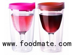 10oz Double Wall Wine Glass With Lids