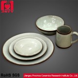 Terracotta Dinner Set Yellow Embossment Reactive Glaze