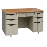 Office Small Staff Desk With Double Pedestal Cabinets
