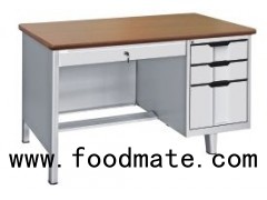 Modern Metal Computer Desk With Single Pedestal Cabinet