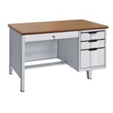 Modern Metal Computer Desk With Single Pedestal Cabinet