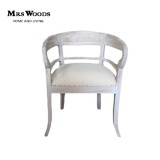 Grey Washed Round Arm Oak Dining Chair New Design