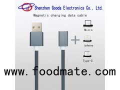2017 New products magnetic charging data cable with Micro Iphone Type-C mobile phone