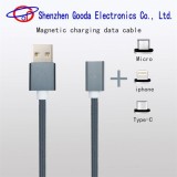 2017 New products magnetic charging data cable with Micro Iphone Type-C mobile phone