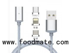 Micro/Iphone/Type C connectors 3 in 1 magnetic data charging cable with four colors to choose