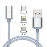 Micro/Iphone/Type C connectors 3 in 1 magnetic data charging cable with four colors to choose