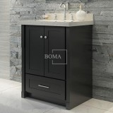 24 Black Single Bathroom Vanity corner wall Cabinet with Top custom