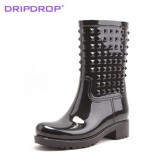 Balck Classic Waterproof Pvc Rain Boots For Ladies Wholesale