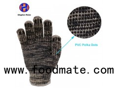 7 Gauge Colored Poly Cotton Liner Black PVC Polka Grip Gloves