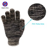 7 Gauge Colored Poly Cotton Liner Black PVC Polka Grip Gloves