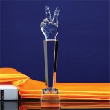 Awards Clear Crystal Hand Trophy