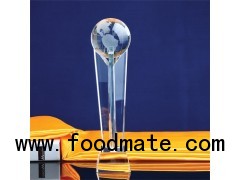 High Grade Clear Crystal Global Trophy