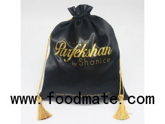 Large Drawstring Satin Bag With Logo Printed