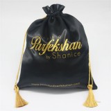 Large Drawstring Satin Bag With Logo Printed